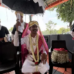 My brother during his wedding ceremony, dressed in the traditional Kodava groom's attire. It was a beautiful celebration of our heritage.