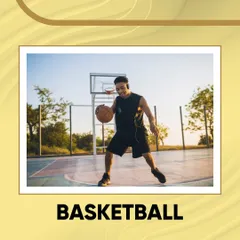 A player enjoys a game on our outdoor basketball court. It's a great space for both competitive matches and casual shootarounds with friends.
