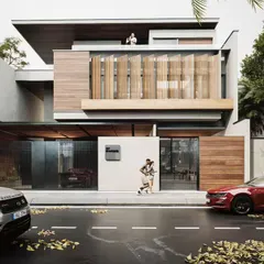 A successful exterior render feels alive. By incorporating environmental details like cars, people, and realistic road textures, we place this modern home in a real-world context, helping developers and architects present a complete and compelling vision.