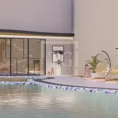 A serene poolside scene from our Bhubaneswar hotel design. We've included modern hanging swing chairs and planters to create a relaxing, resort-like atmosphere for guests.