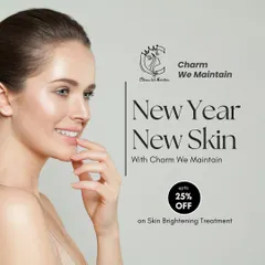 New Year, New Skin. A promotional graphic for my skin brightening treatments, designed to help you say goodbye to dullness and hello to a radiant, confident you.