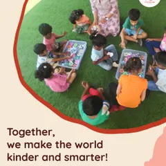 Learning is a shared journey. In our group activities, children sit side-by-side, sharing materials and ideas to solve problems together. This collaborative play is fundamental to how we teach empathy, teamwork, and kindness in a smart, supportive setting.