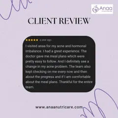 This client saw a definite change in her acne and hormonal imbalance. It's a great example of how targeted nutrition can address specific health issues beyond just weight loss.