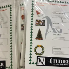 A closer look at the Christmas-themed 'match the picture' activity sheets. I ensure my activities are both fun and engaging for young minds.
