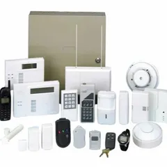 Our burglar alarm systems are designed for immediate threat detection and response. The kit includes various components such as keypad control panels, remote fobs, and smoke detectors, all integrated to provide 24/7 protection for your home or business.