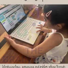 Our iCanCode program introduces logic, sequencing, and problem-solving through beginner-friendly coding activities. This image captures a young learner focused on her first project, taking her initial steps into the world of programming.