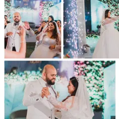 A collection of moments from the couple's first dance and reception entrance, capturing their happiness and the celebratory atmosphere.