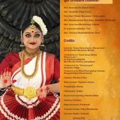 The Arangetram is a collaborative effort. This shows the credits for the live orchestra, composers, and artists who came together for the performance.