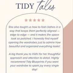 "I honestly find myself opening the wardrobes just to admire how beautiful and organized everything looks!" This is the kind of joy I aim to spark. We taught this client how to fold clothes in a way that keeps them perfectly aligned and polished.