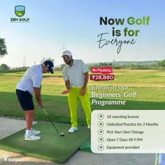 If golf is on your bucket list, our Beginner's Programme is the perfect start. It includes 18 coaching lessons, three months of unlimited practice, and all the equipment you need, all for a special price.