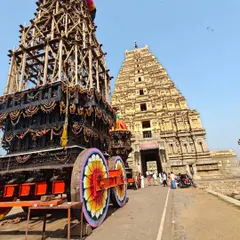 The magnificent Virupaksha temple and chariot at Hampi. Exploring these ruins, I find stories of our land etched in every stone and surviving painting.