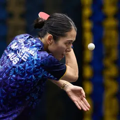 Our coach, Minhyung Jee, in her element during a competitive match. Our players are trained by athletes who have competed and won at the highest levels of the sport.
