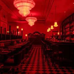 I believe color can be a narrative in itself. For this Thai restaurant, I saturated the space in a monolithic red, creating an electric, immersive world that oscillates between the energy of Bangkok and the richness of Indian heritage. The checkerboard floor grounds the intensity with a classic rhythm.