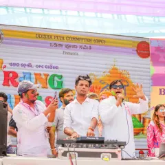 On stage at the OPC Holi event in Bangalore. It's an amazing experience to be part of these huge cultural celebrations.