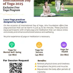 I offer exclusive free yoga programs for organizations, schools, and colleges. You can choose from three powerful modules designed by Sadhguru: Yoga for Mental Wellbeing, Yoga for Success, or Yoga for Health. These sessions are simple, require no prior experience, and can be a great tool for team wellness.