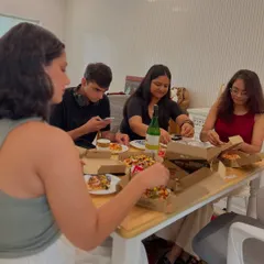A candid moment from one of our community meet-ups. Our studio is a place to unwind, share ideas, and enjoy the company of fellow creatives.