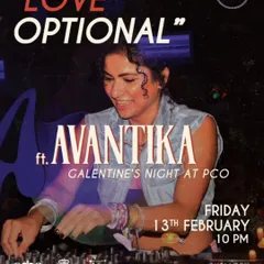 A 'Galentine's Night' poster for those celebrating love and friendship, featuring DJ Avantika.