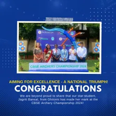 Aiming for excellence. Our star archer Jagriti Bansal is celebrated for her national-level achievements at the CBSE Archery Championship.