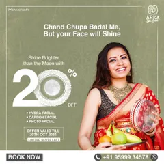 Shine brighter than the moon this Karwa Chauth with our special 20% discount on Hydra, Carbon, and Photo facials.