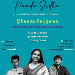 An event poster for 'Bhaava Sangama', an exclusive and soulful Bhavageethe concert. I was so excited to perform with these amazing musicians for an evening of sublime melodies.