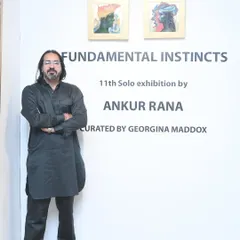 A photo from the opening day of "Fundamental Instincts." It's a humbling experience to stand next to your name on the gallery wall.