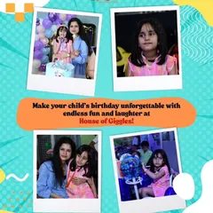 Make your child's birthday unforgettable with endless fun and laughter at House of Giggles! These polaroid-style shots capture the special moments between a mother and her birthday girl.