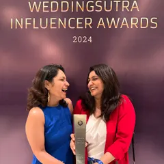 That winning feeling. A candid moment of pure joy after receiving our WeddingSutra Influencer Award. This is a celebration of years of hard work, passion, and telling authentic love stories.
