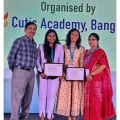 Receiving a certificate for my paper presentation at the KNOWLEDGE SHARE 2023 event. It is an honor to be recognized by my peers and mentors in the field of cutaneous sciences.