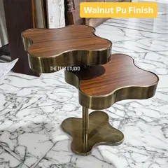 This angle highlights the rich Walnut PU finish on the tabletop. The contrast between the warm wood and the cool metal base makes this a truly special piece.