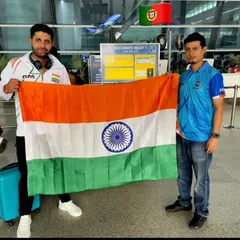 The journey to represent India begins here. We are packed and ready, holding the flag with pride before heading to the World Masters Team and Individual Championship in Portugal.
