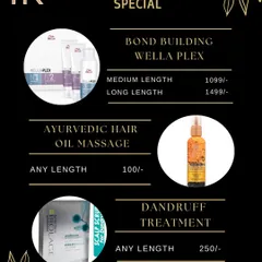Prepare your hair for the festive season with my special offers. This includes bond-building with Wella Plex, relaxing Ayurvedic hair oil massages, and effective dandruff treatments to ensure your hair is healthy and beautiful.