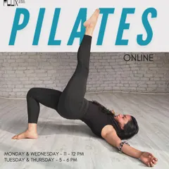 Our online Pilates classes focus on building a strong, resilient core, which is the foundation for all healthy movement. This is a shot from one of our live sessions, focusing on form and control.