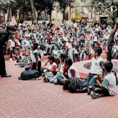 Making a connection with the audience, one student at a time. Even in a large crowd, I try to have personal interactions to make everyone feel like they are part of the show.