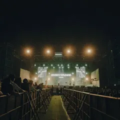 A wide shot of the massive stage setup in Pune. We had big screens on either side so everyone, even at the back, could feel like they were in the front row. This is the scale of production we can handle for major events.