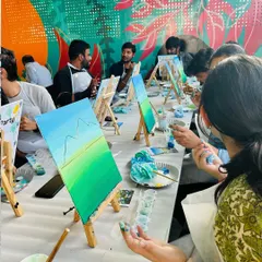 The best brainstorming happens with a paintbrush in hand! I set up everything your team needs to relax, engage, and find new inspiration. These sessions are perfect for boosting morale and sparking fresh ideas outside the boardroom.