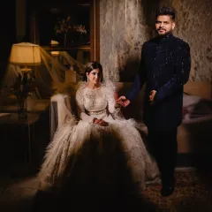 A moment of quiet romance amidst the party. Aakash and Sarika share a tender moment, beautifully lit to create a dramatic and intimate portrait that stands out from the crowd.