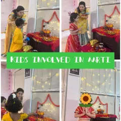 Involving kids in rituals is very important to me. During our Janmashtami event, every child participated in the aarti, learning about the traditions in a hands-on way.