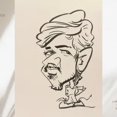 A simple yet expressive black and white portrait. This style is very effective for capturing a person's character in just a few minutes at a live event.