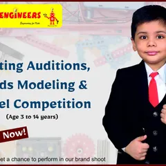 We're always looking for new talent. This poster announces our acting auditions, kids' modeling, and reel competition for children aged 3 to 14, with winners getting a chance to be in our brand shoots.