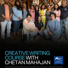 A group of writers engaged in a creative writing course with me, Chetan Mahajan. This is a typical scene from our residential workshops, filled with learning, laughter, and community.