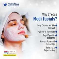 Why choose a medi-facial? It offers a deep cleanse for skin renewal, hydrates to illuminate, targets specific concerns using advanced technology, and is a relaxing, rejuvenating experience.