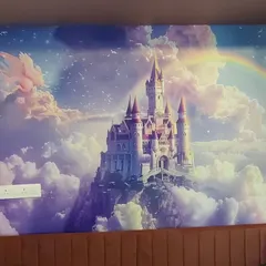 A magical fairytale castle in the clouds. This dreamy mural turns a bedroom into a fantasy land, perfect for any child with a big imagination.