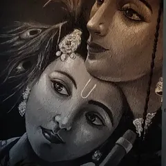 A detailed close-up of the finished mural. Notice the intricate work on the jewelry, the peacock feathers, and the expressive eyes of both figures.