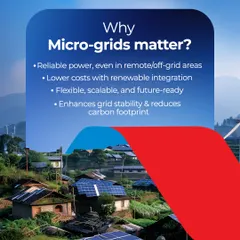 Microgrids are crucial for providing reliable power in remote and off-grid areas, as shown in this image of a village powered by solar. They lower costs through renewable integration and enhance grid stability, making them a flexible, future-ready solution.