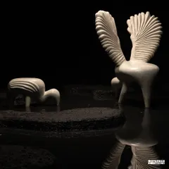 The Pakhru Collection, featuring our swan-inspired chairs. Made from concrete terrazzo with an infusion of mother of pearl, these pieces capture the graceful silhouettes and majestic forms of birds, embodying maximalist sophistication.