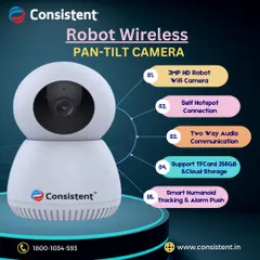 Our Robot Wireless Pan-Tilt Camera is a complete indoor security hub. It offers 3MP HD video, two-way audio communication, and smart humanoid tracking that automatically follows movement and sends an alarm push notification to your phone.