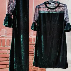 A chic velvet dress or tunic with delicate lace shoulders and sleeves. This piece is made from lycra velvet, which has a beautiful drape and a slimming effect. It's free-size and also available in maroon.