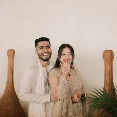 This is what real happiness looks like. Dolly's surprised laughter and Kapil's joyful expression during their engagement shoot are completely unposed and genuine. These are the moments we live to capture.