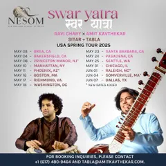 The 'Swar Yatra' USA Spring Tour announcement. I perform in the Etawah and Jafferkhani styles, and I am always open to hosting concerts or workshops in new cities.