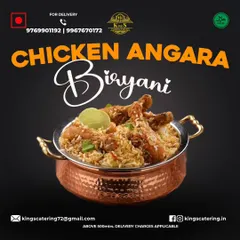 My Chicken Angara Biryani has a unique smoky flavor that biryani fans love. The chicken is marinated in special spices and cooked to perfection.